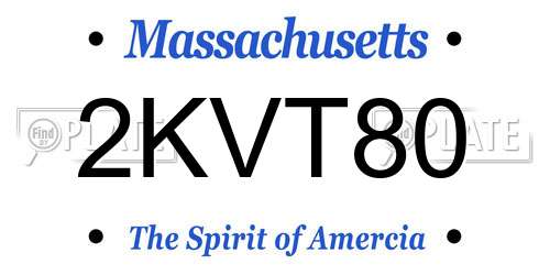 2KVT80 Massachusetts License Plate