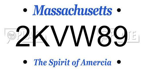 2KVW89 Massachusetts License Plate