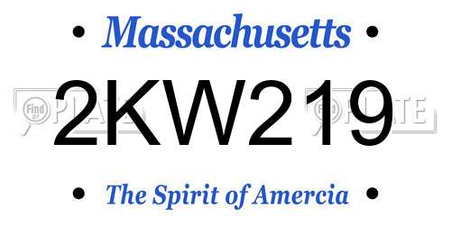 2KW219 Massachusetts License Plate