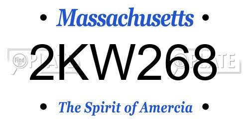 2KW268 Massachusetts License Plate