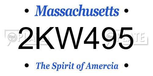 2KW495 Massachusetts License Plate