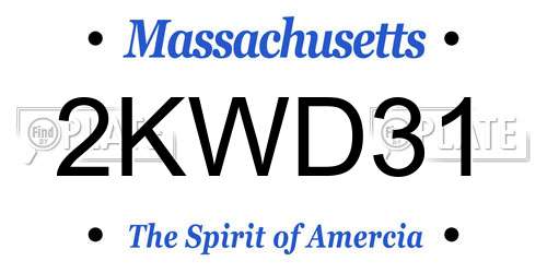 2KWD31 Massachusetts License Plate