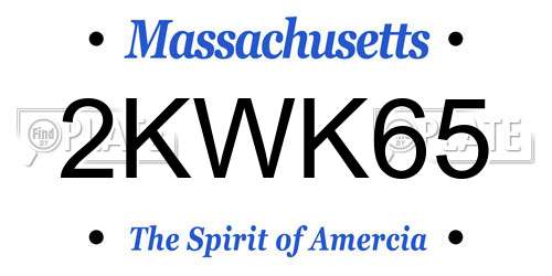 2KWK65 Massachusetts License Plate