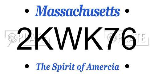 2KWK76 Massachusetts License Plate
