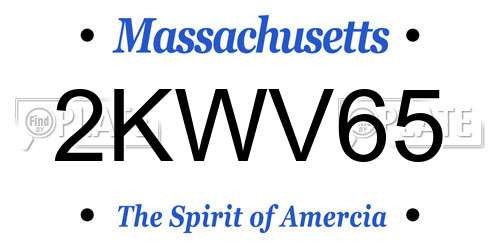 2KWV65 Massachusetts License Plate