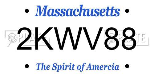 2KWV88 Massachusetts License Plate