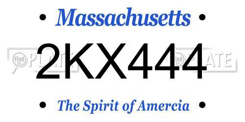 2KX444 Massachusetts License Plate