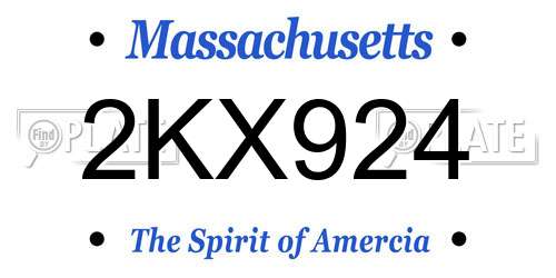2KX924 Massachusetts License Plate