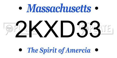 2KXD33 Massachusetts License Plate