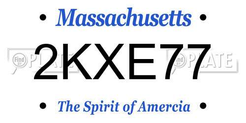 2KXE77 Massachusetts License Plate