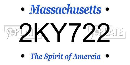 2KY722 Massachusetts License Plate