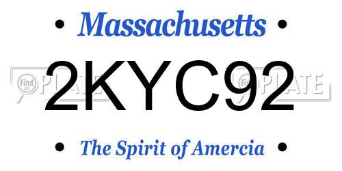 2KYC92 Massachusetts License Plate