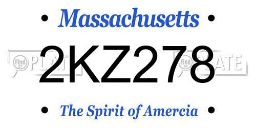 2KZ278 Massachusetts License Plate