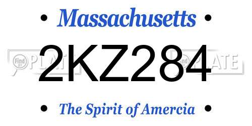 2KZ284 Massachusetts License Plate