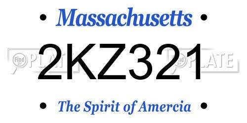 2KZ321 Massachusetts License Plate