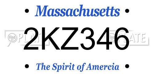 2KZ346 Massachusetts License Plate