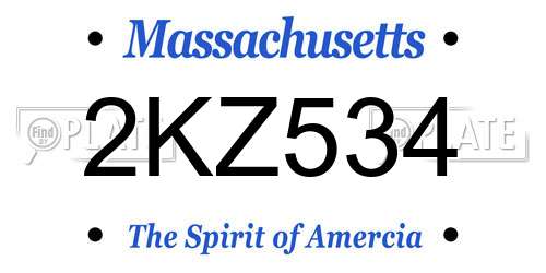 2KZ534 Massachusetts License Plate