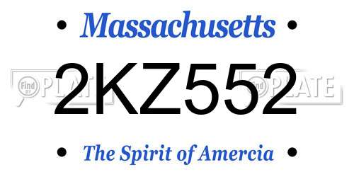 2KZ552 Massachusetts License Plate