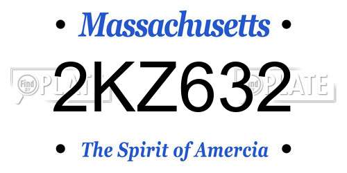 2KZ632 Massachusetts License Plate