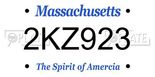 2KZ923 Massachusetts License Plate