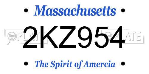 2KZ954 Massachusetts License Plate