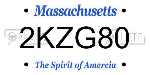 2KZG80 Massachusetts License Plate