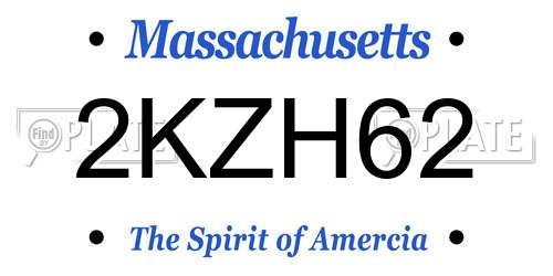 2KZH62 Massachusetts License Plate