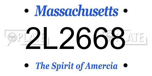 2L2668 Massachusetts License Plate