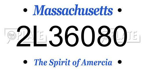 2L36080 Massachusetts License Plate