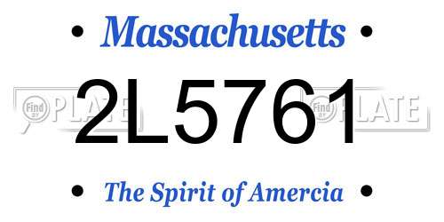 2L5761 Massachusetts License Plate