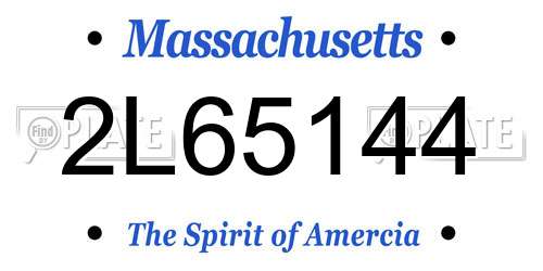 2L65144 Massachusetts License Plate