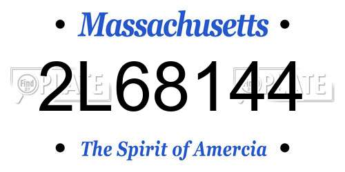 2L68144 Massachusetts License Plate