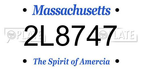 2L8747 Massachusetts License Plate