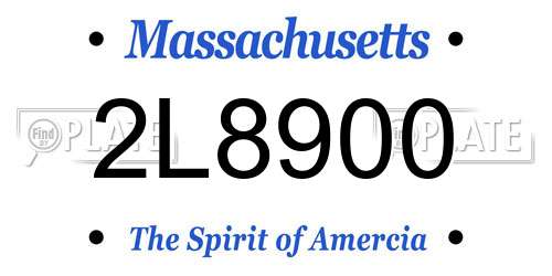 2L8900 Massachusetts License Plate