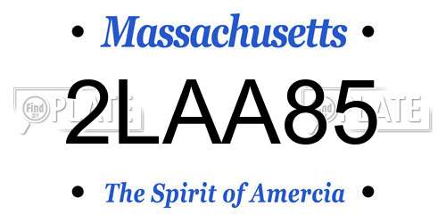 2LAA85 Massachusetts License Plate
