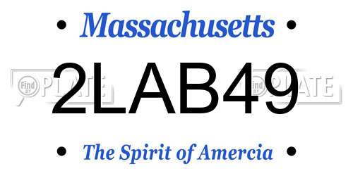 2LAB49 Massachusetts License Plate