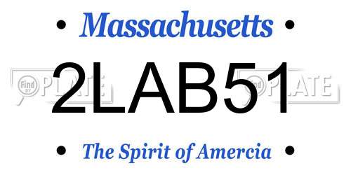 2LAB51 Massachusetts License Plate