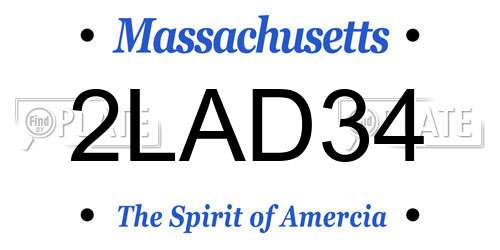 2LAD34 Massachusetts License Plate