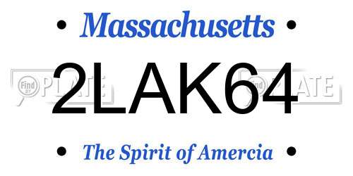 2LAK64 Massachusetts License Plate