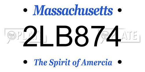 2LB874 Massachusetts License Plate