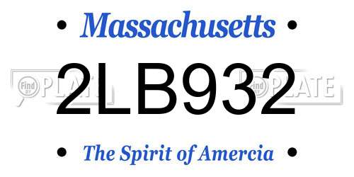 2LB932 Massachusetts License Plate