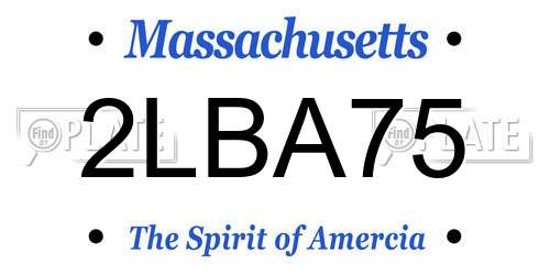 2LBA75 Massachusetts License Plate