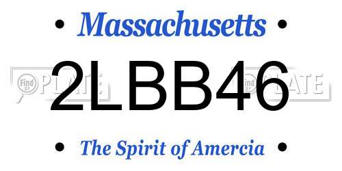 2LBB46 Massachusetts License Plate