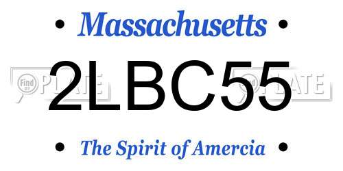 2LBC55 Massachusetts License Plate