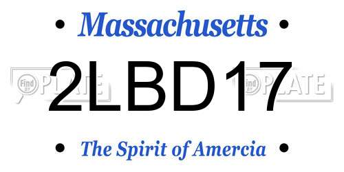 2LBD17 Massachusetts License Plate