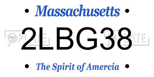 2LBG38 Massachusetts License Plate