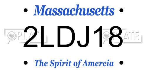 2LDJ18 Massachusetts License Plate