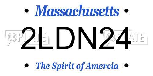 2LDN24 Massachusetts License Plate