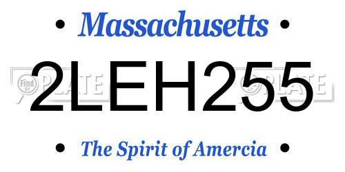 2LEH255 Massachusetts License Plate