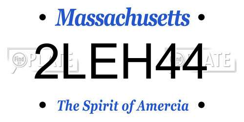 2LEH44 Massachusetts License Plate